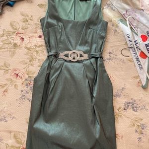 Green dress with gorgeous belt
